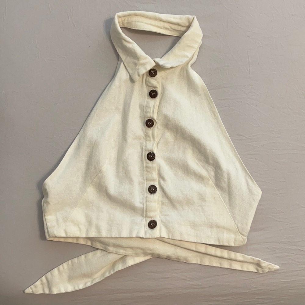 Off white cropped halter top